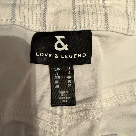 62. Love & Legend Premium Denim White Gray Stripes Size 16 - Picture 3 of 7